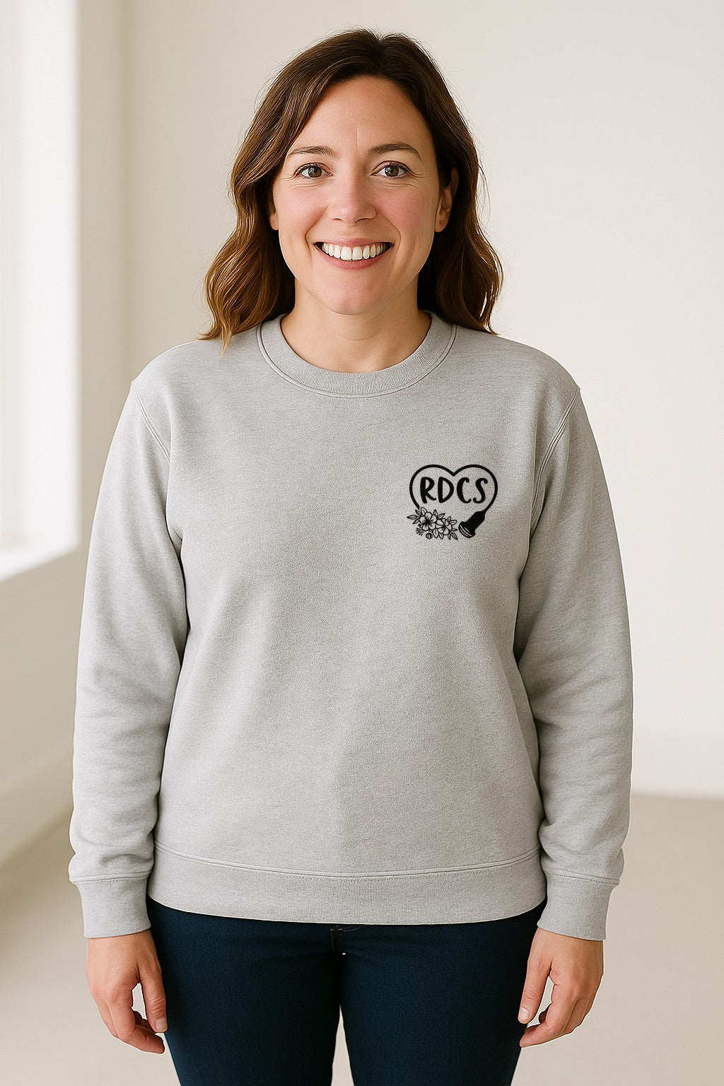 Cardiac Sonographer Sweatshirt, RDCS Heart and Snowflake Pocket Design for Echo Techs