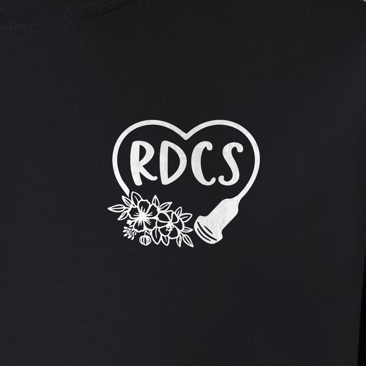 Cardiac Sonographer Sweatshirt, RDCS Heart and Snowflake Pocket Design for Echo Techs