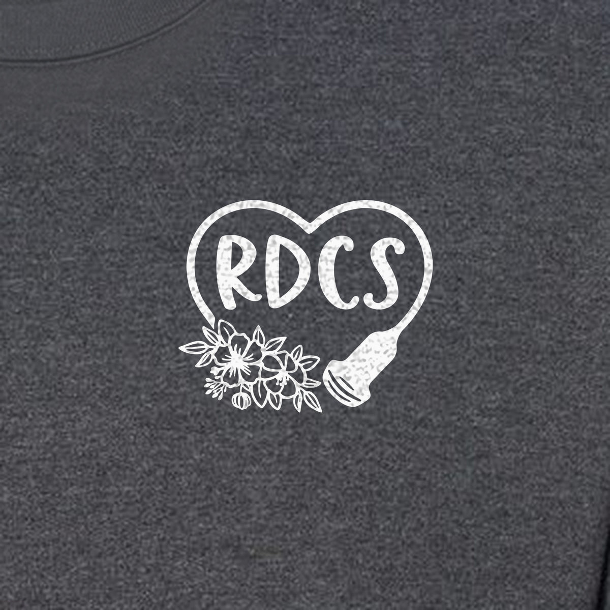 Cardiac Sonographer Sweatshirt, RDCS Heart and Snowflake Pocket Design for Echo Techs