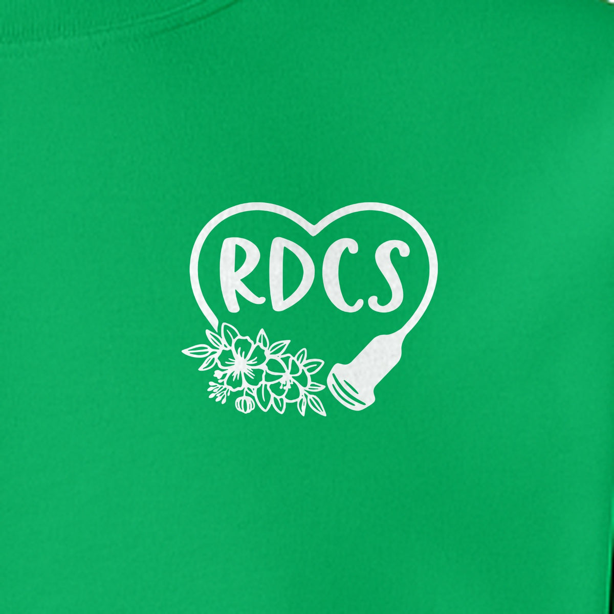 Cardiac Sonographer Sweatshirt, RDCS Heart and Snowflake Pocket Design for Echo Techs