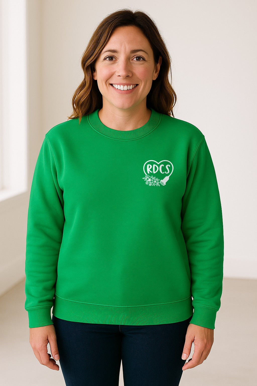 Cardiac Sonographer Sweatshirt, RDCS Heart and Snowflake Pocket Design for Echo Techs