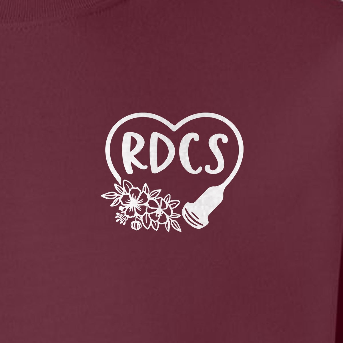 Cardiac Sonographer Sweatshirt, RDCS Heart and Snowflake Pocket Design for Echo Techs