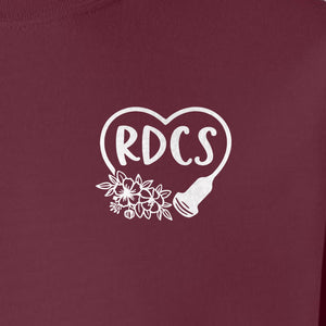 Cardiac Sonographer Sweatshirt, RDCS Heart and Snowflake Pocket Design for Echo Techs