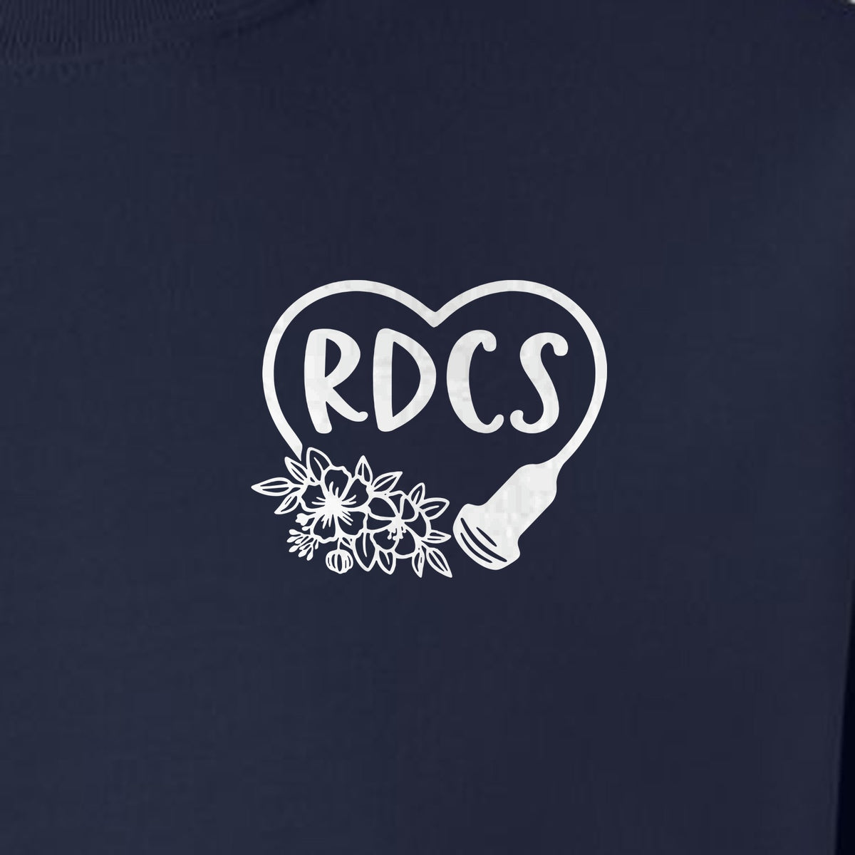 Cardiac Sonographer Sweatshirt, RDCS Heart and Snowflake Pocket Design for Echo Techs