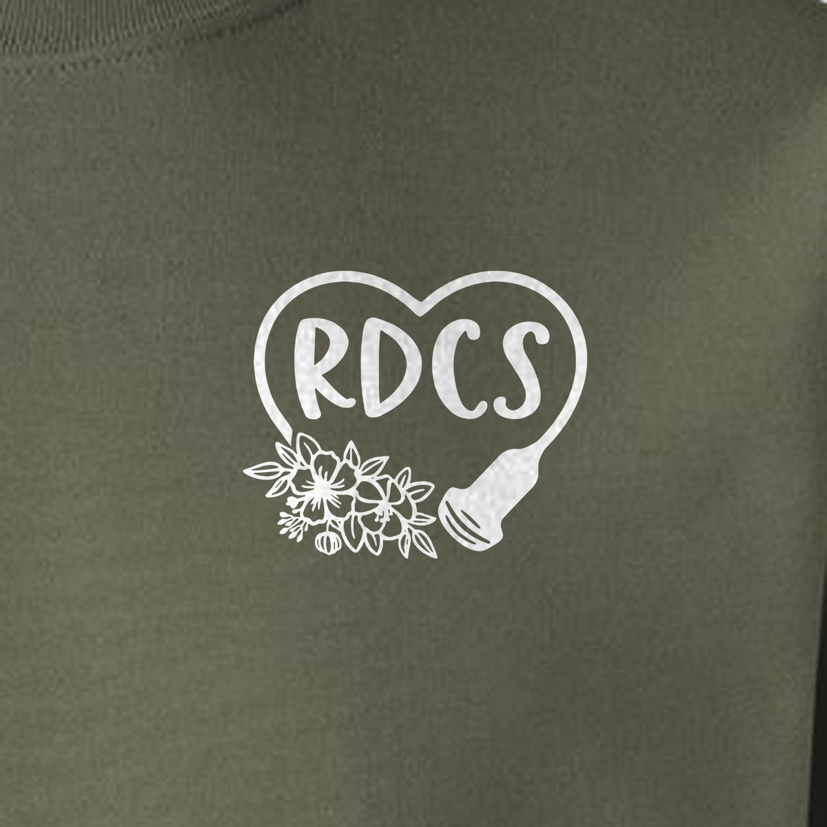 Cardiac Sonographer Sweatshirt, RDCS Heart and Snowflake Pocket Design for Echo Techs