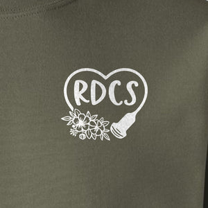 Cardiac Sonographer Sweatshirt, RDCS Heart and Snowflake Pocket Design for Echo Techs