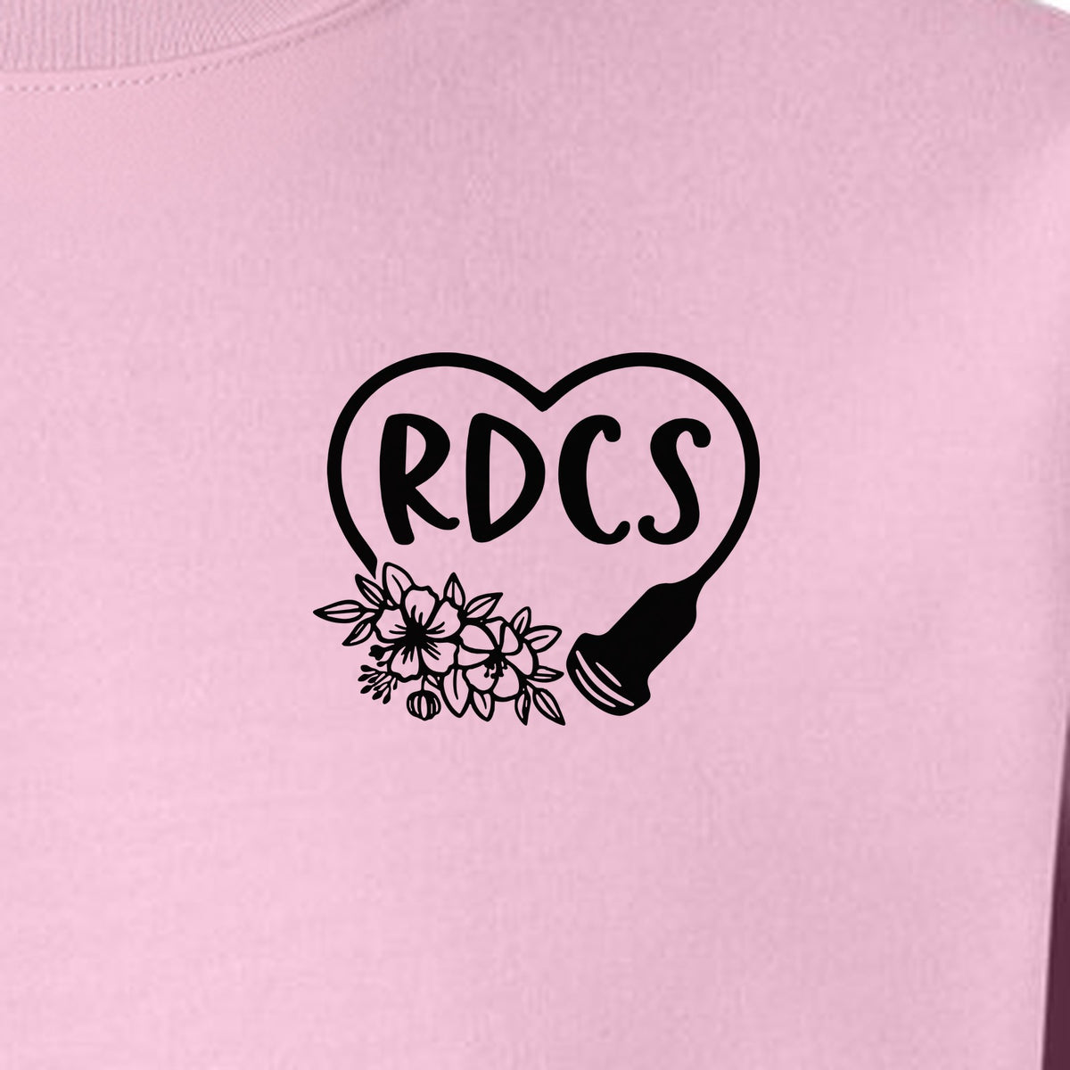 Cardiac Sonographer Sweatshirt, RDCS Heart and Snowflake Pocket Design for Echo Techs