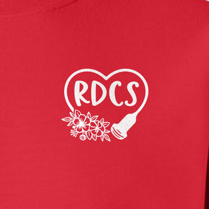 Cardiac Sonographer Sweatshirt, RDCS Heart and Snowflake Pocket Design for Echo Techs