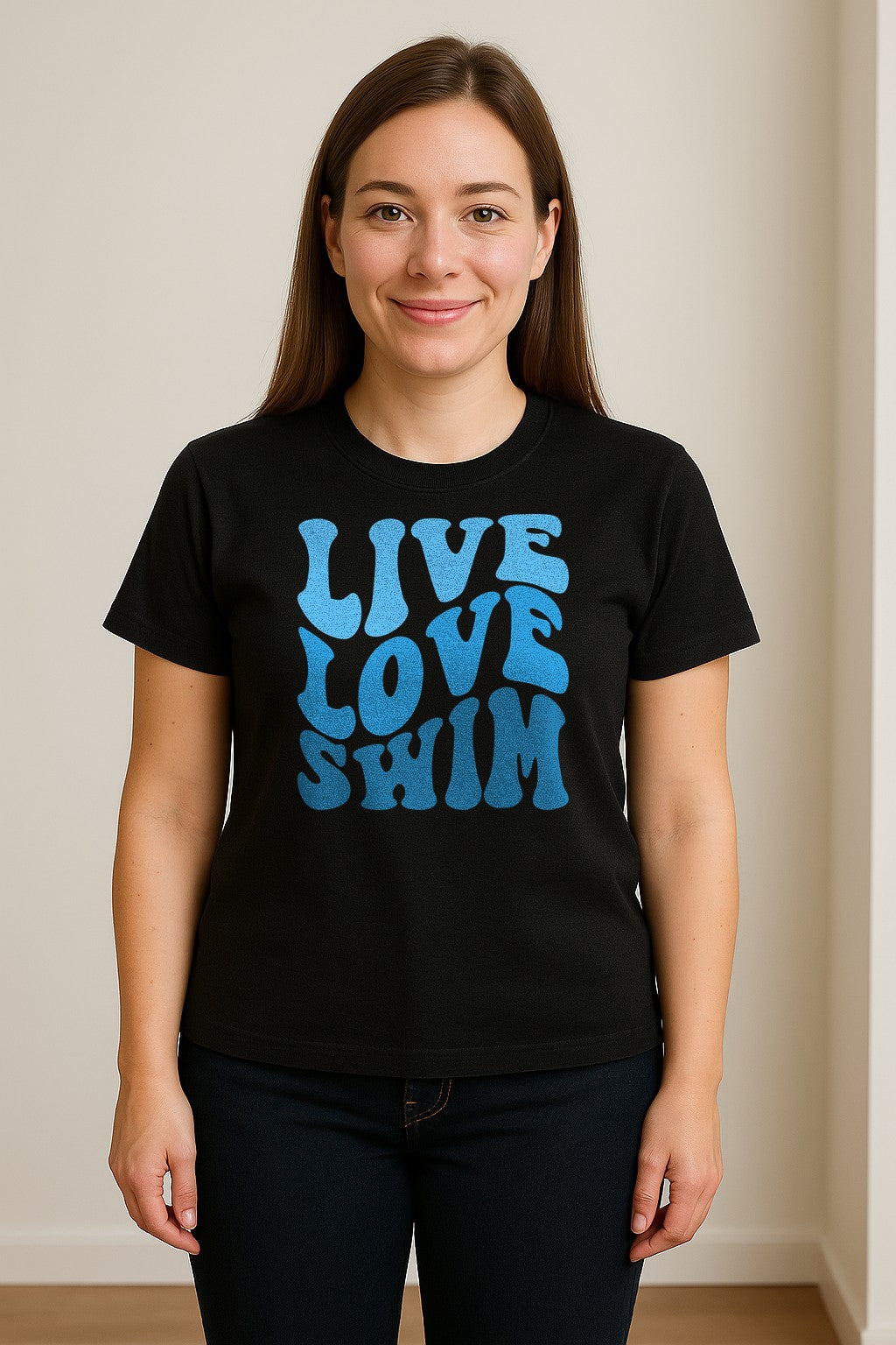 Swimmer T-Shirt, Live Love Swim Retro Lettering for Pool Lovers and Coach Gifts