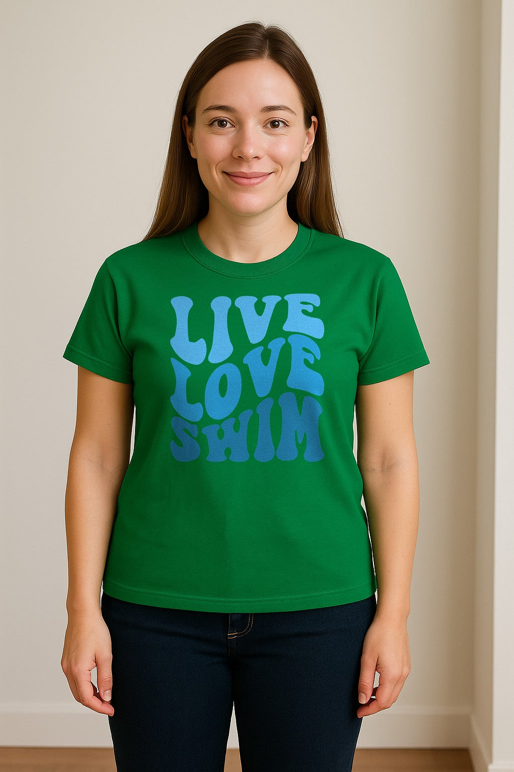 Swimmer T-Shirt, Live Love Swim Retro Lettering for Pool Lovers and Coach Gifts