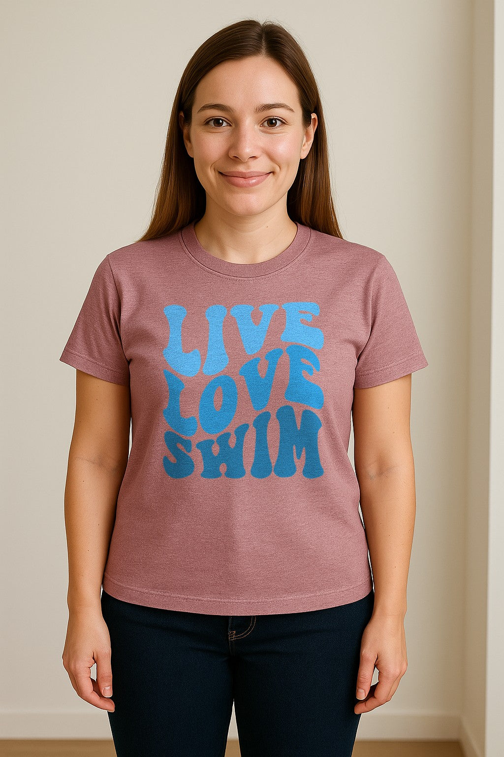Swimmer T-Shirt, Live Love Swim Retro Lettering for Pool Lovers and Coach Gifts