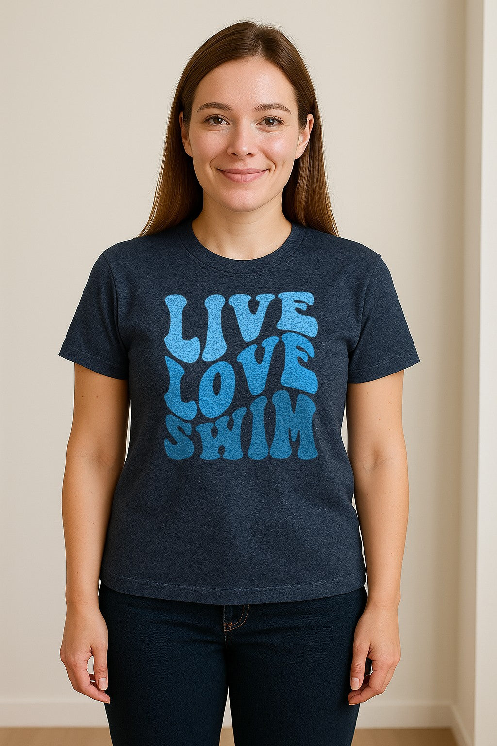 Swimmer T-Shirt, Live Love Swim Retro Lettering for Pool Lovers and Coach Gifts