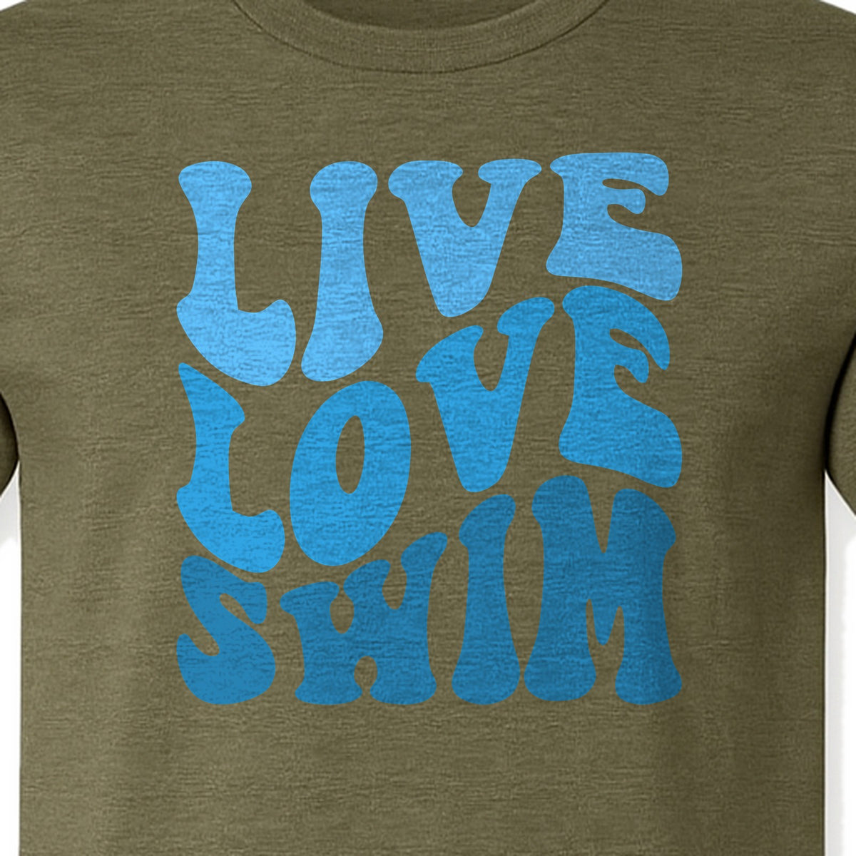 Swimmer T-Shirt, Live Love Swim Retro Lettering for Pool Lovers and Coach Gifts