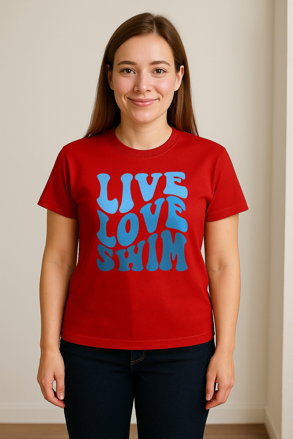 Swimmer T-Shirt, Live Love Swim Retro Lettering for Pool Lovers and Coach Gifts