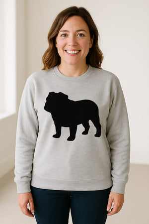 English Bulldog Sweatshirt, Classic Front Silhouette Design for Dog Moms and Pet Owners