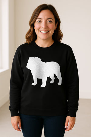 English Bulldog Sweatshirt, Classic Front Silhouette Design for Dog Moms and Pet Owners