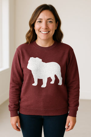 English Bulldog Sweatshirt, Classic Front Silhouette Design for Dog Moms and Pet Owners