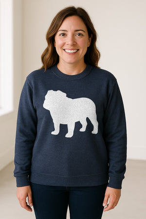 English Bulldog Sweatshirt, Classic Front Silhouette Design for Dog Moms and Pet Owners