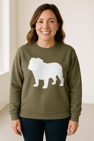 English Bulldog Sweatshirt, Classic Front Silhouette Design for Dog Moms and Pet Owners