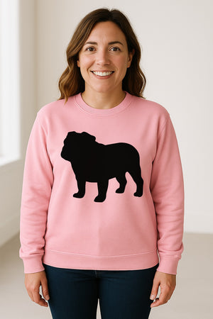 English Bulldog Sweatshirt, Classic Front Silhouette Design for Dog Moms and Pet Owners