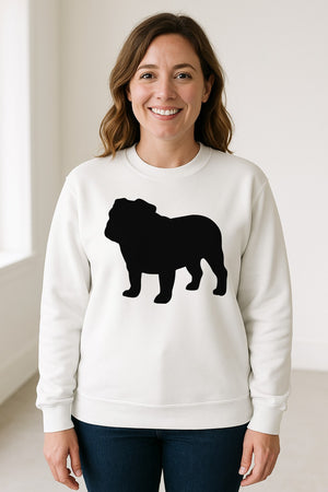 English Bulldog Sweatshirt, Classic Front Silhouette Design for Dog Moms and Pet Owners