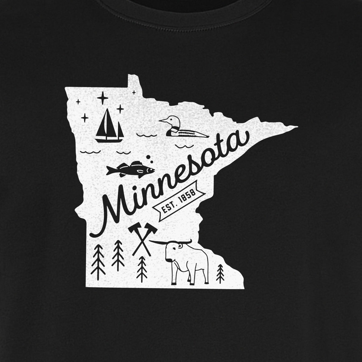 Minnesota State Map T-Shirt, Illustrated Lake Life Travel Souvenir for Hometown Gifts