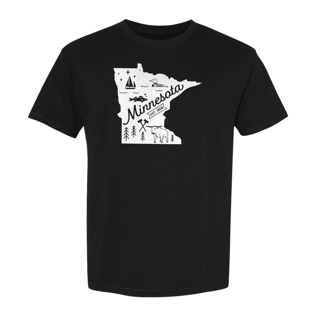 Minnesota State Map T-Shirt, Illustrated Lake Life Travel Souvenir for Hometown Gifts