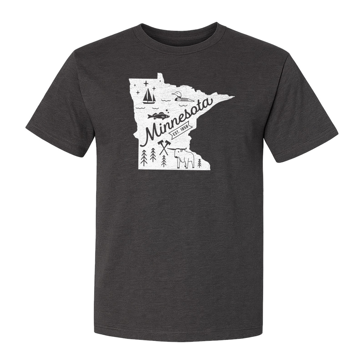 Minnesota State Map T-Shirt, Illustrated Lake Life Travel Souvenir for Hometown Gifts