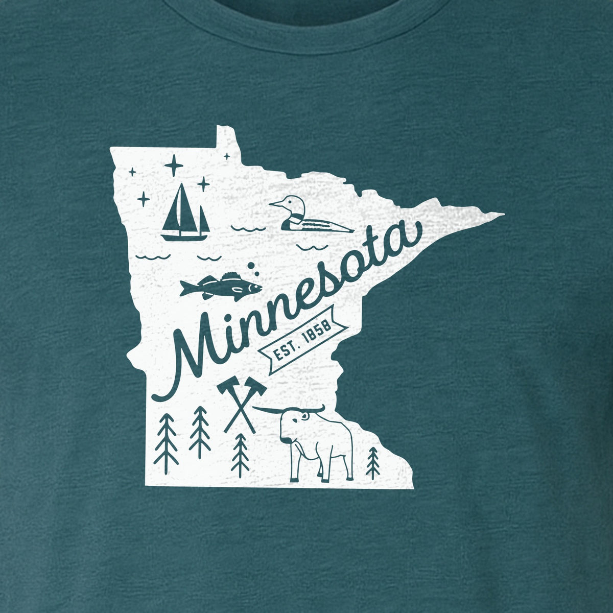 Minnesota State Map T-Shirt, Illustrated Lake Life Travel Souvenir for Hometown Gifts