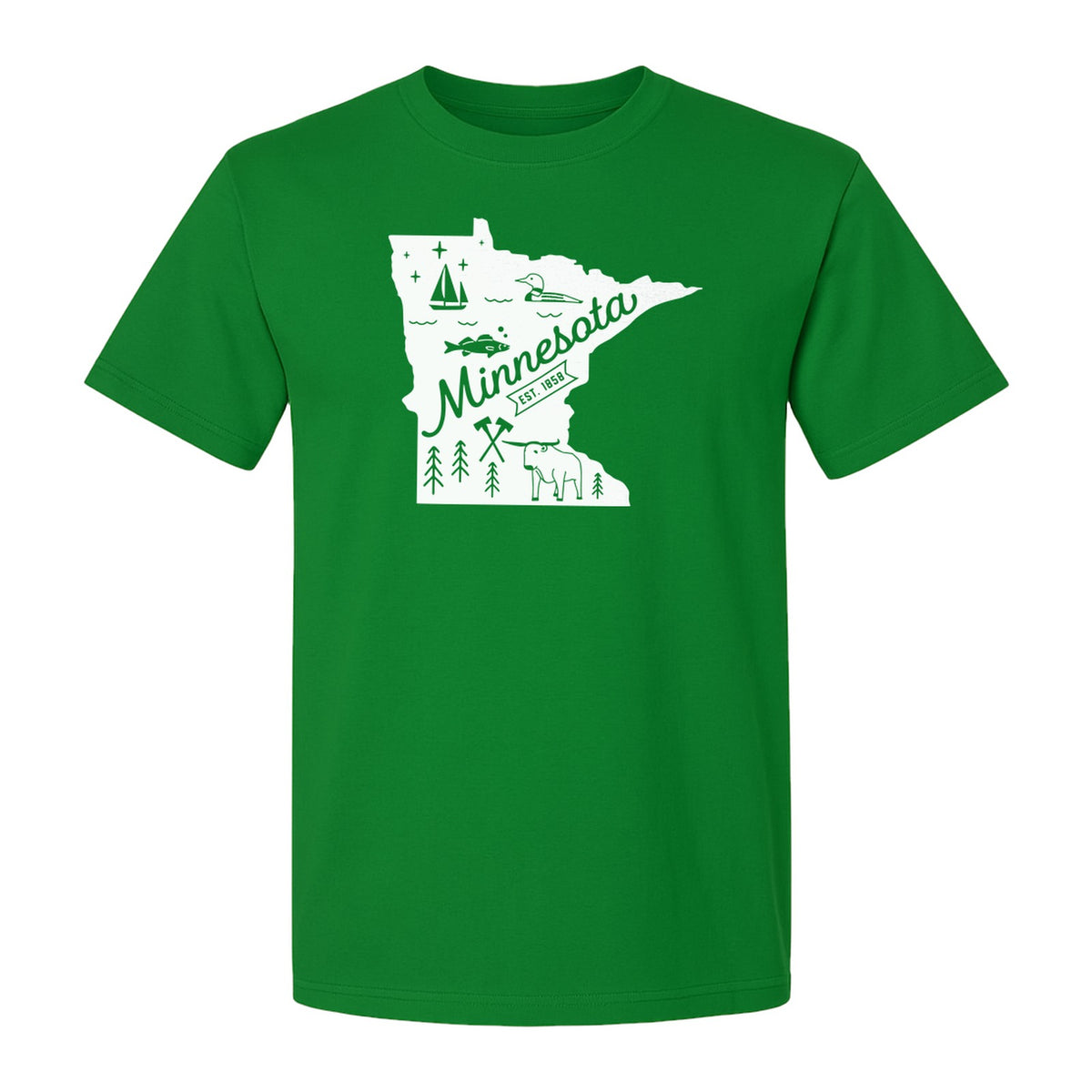 Minnesota State Map T-Shirt, Illustrated Lake Life Travel Souvenir for Hometown Gifts