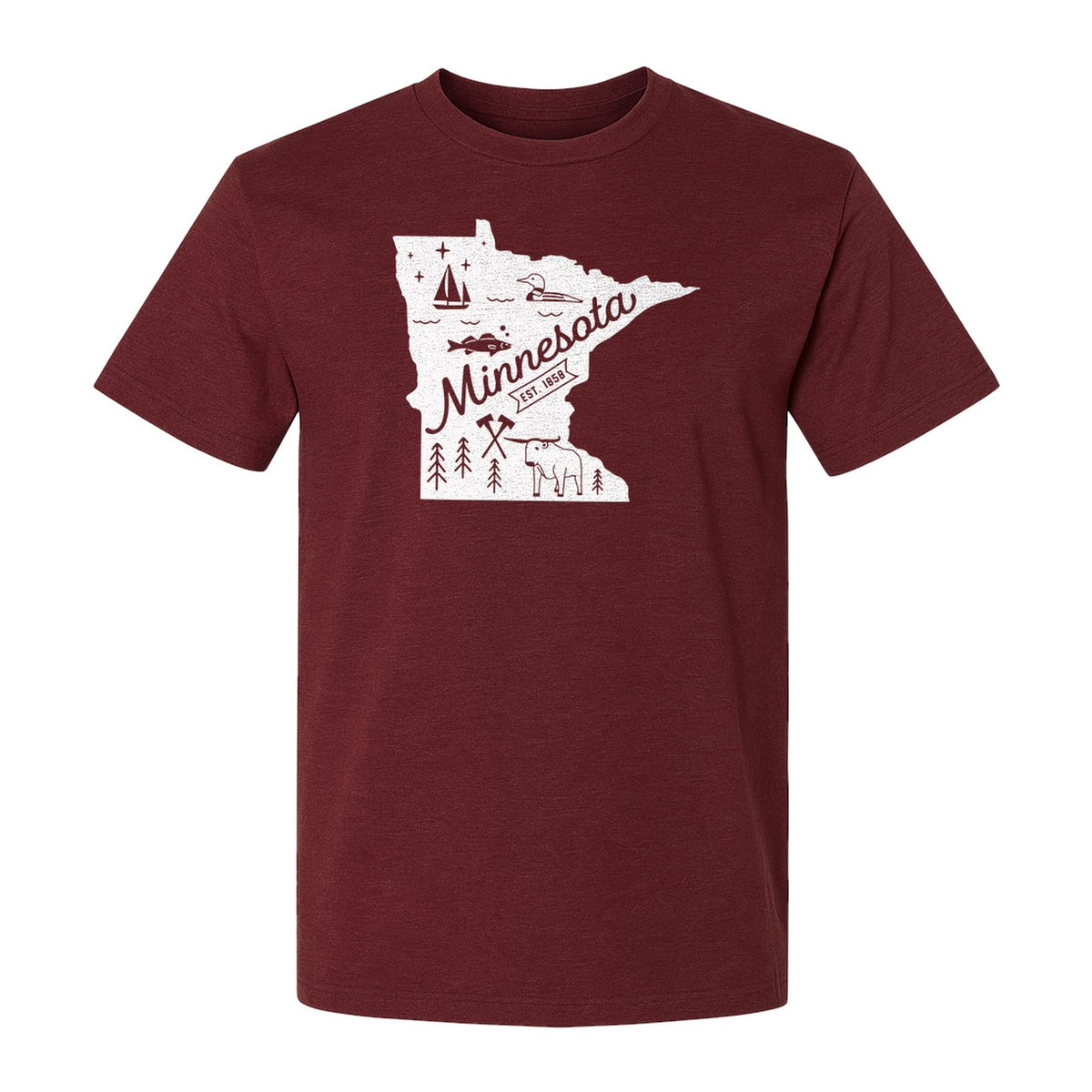 Minnesota State Map T-Shirt, Illustrated Lake Life Travel Souvenir for Hometown Gifts