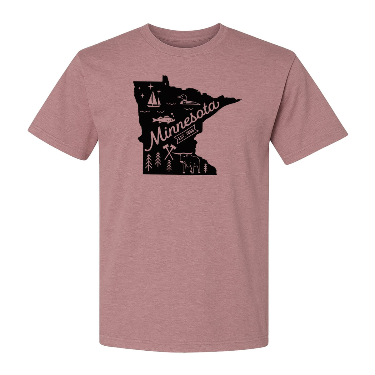 Minnesota State Map T-Shirt, Illustrated Lake Life Travel Souvenir for Hometown Gifts