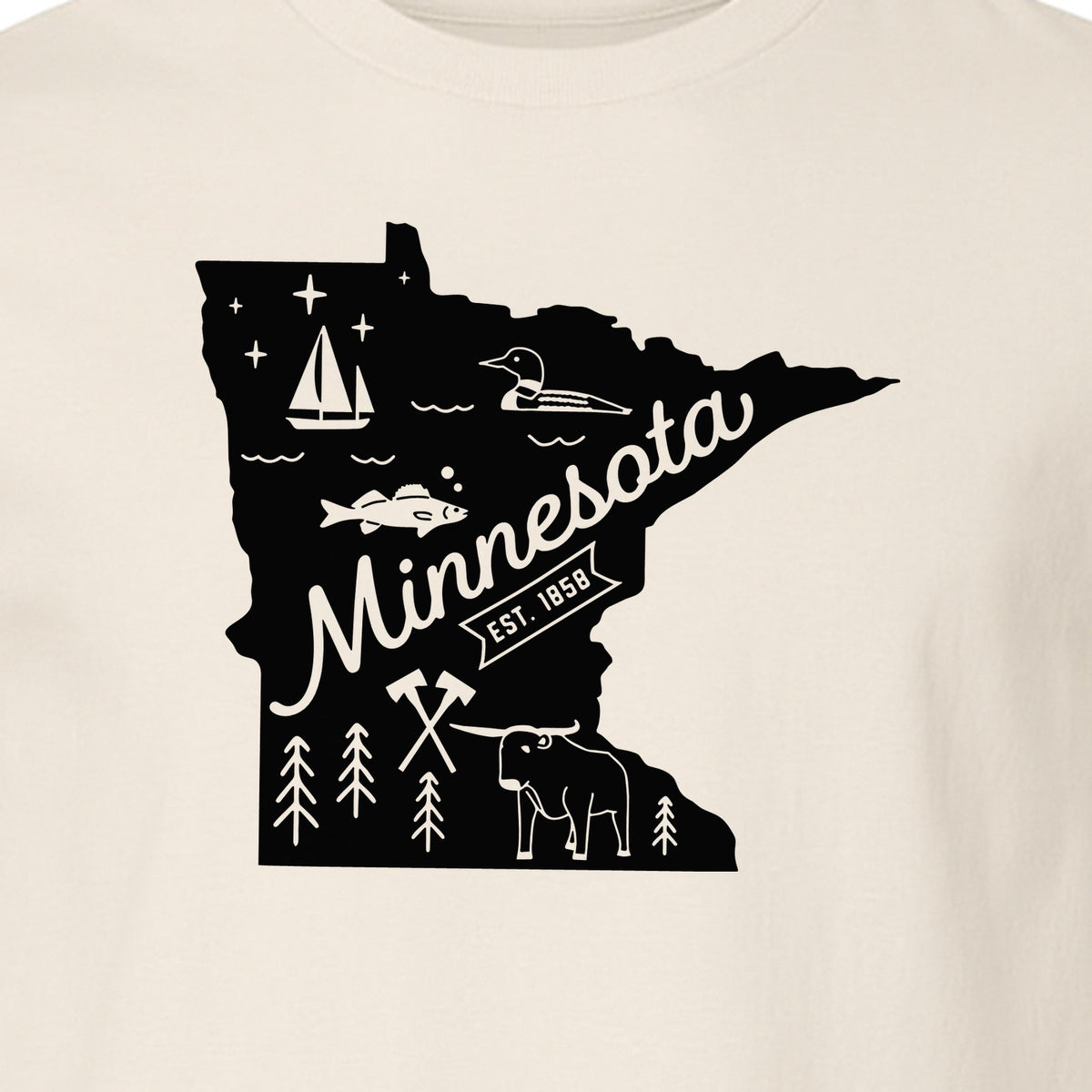 Minnesota State Map T-Shirt, Illustrated Lake Life Travel Souvenir for Hometown Gifts