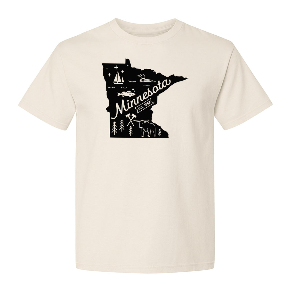 Minnesota State Map T-Shirt, Illustrated Lake Life Travel Souvenir for Hometown Gifts