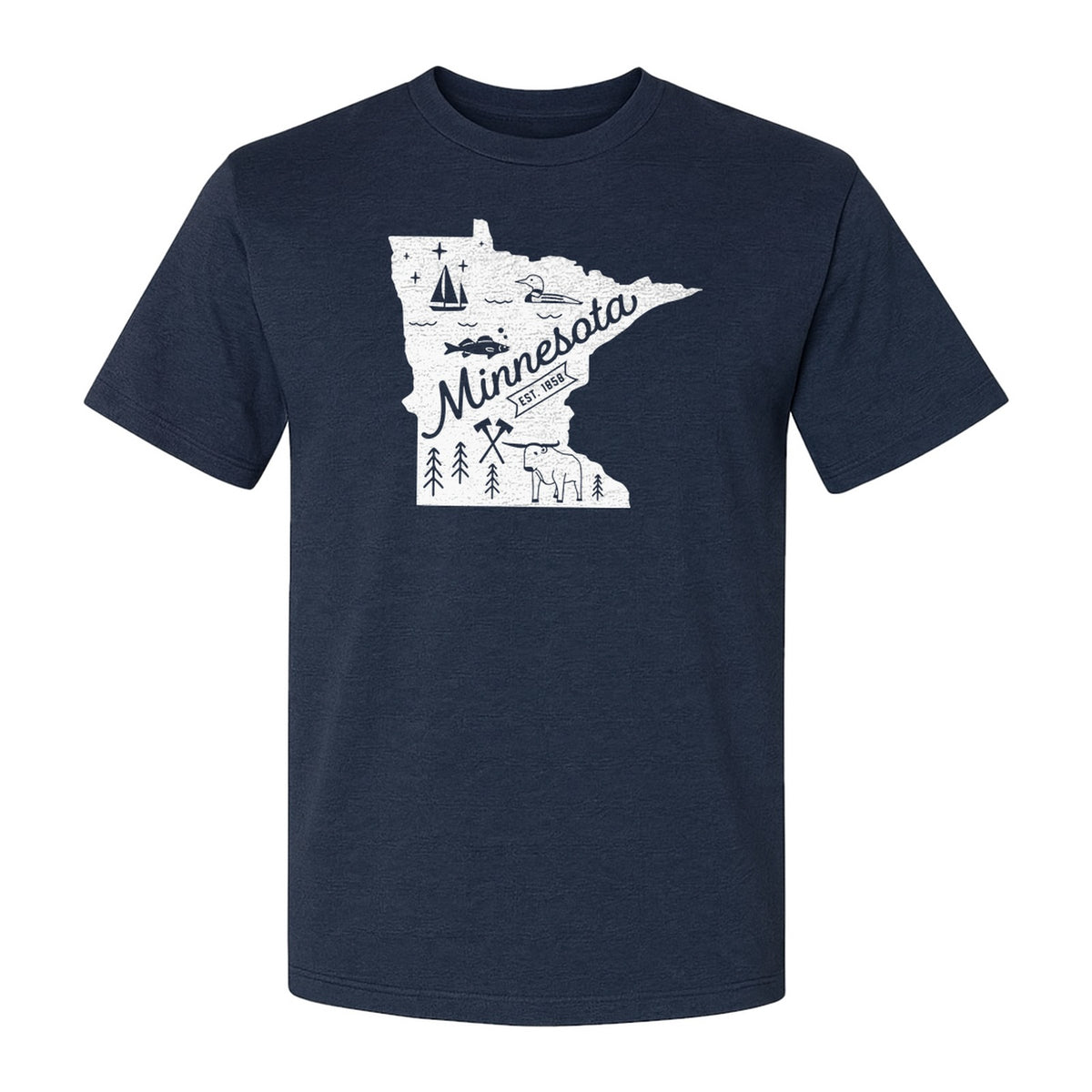 Minnesota State Map T-Shirt, Illustrated Lake Life Travel Souvenir for Hometown Gifts