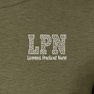 LPN T-Shirt, Licensed Practical Nurse Pocket Print for Nursing School Graduates