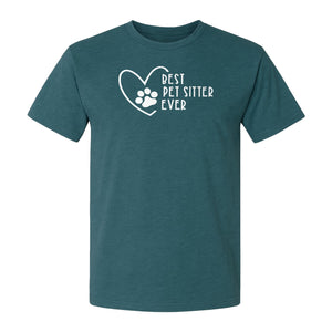 Pet Sitter T-Shirt, Heart and Paw Print Design for Dog Walkers, Rescue Volunteers and Animal Lovers