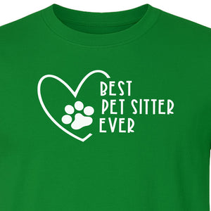 Pet Sitter T-Shirt, Heart and Paw Print Design for Dog Walkers, Rescue Volunteers and Animal Lovers