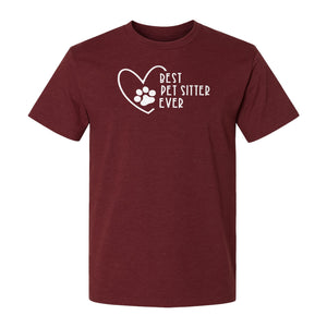 Pet Sitter T-Shirt, Heart and Paw Print Design for Dog Walkers, Rescue Volunteers and Animal Lovers