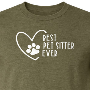 Pet Sitter T-Shirt, Heart and Paw Print Design for Dog Walkers, Rescue Volunteers and Animal Lovers