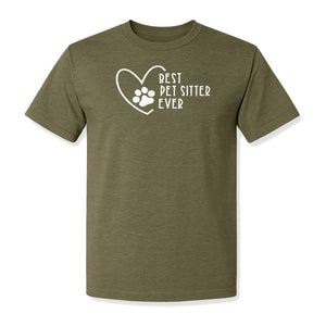 Pet Sitter T-Shirt, Heart and Paw Print Design for Dog Walkers, Rescue Volunteers and Animal Lovers