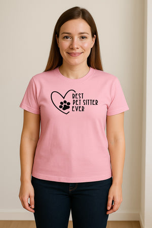 Pet Sitter T-Shirt, Heart and Paw Print Design for Dog Walkers, Rescue Volunteers and Animal Lovers