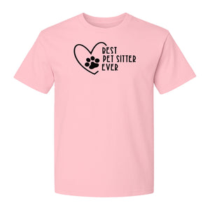 Pet Sitter T-Shirt, Heart and Paw Print Design for Dog Walkers, Rescue Volunteers and Animal Lovers