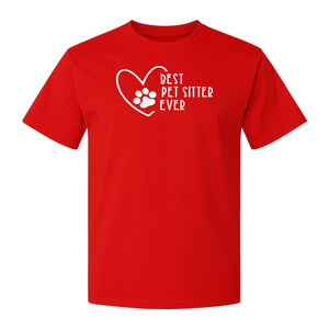 Pet Sitter T-Shirt, Heart and Paw Print Design for Dog Walkers, Rescue Volunteers and Animal Lovers