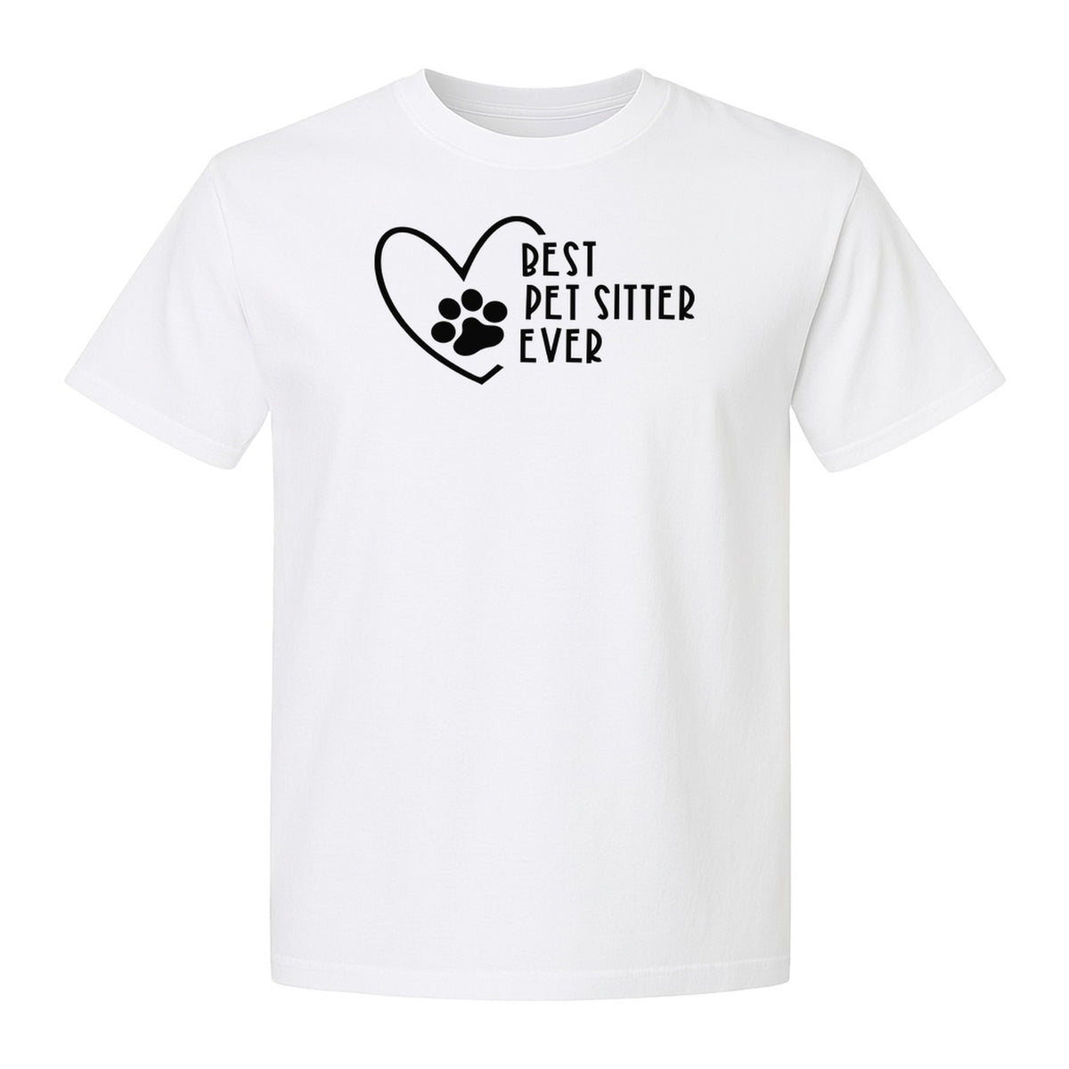 Pet Sitter T-Shirt, Heart and Paw Print Design for Dog Walkers, Rescue Volunteers and Animal Lovers