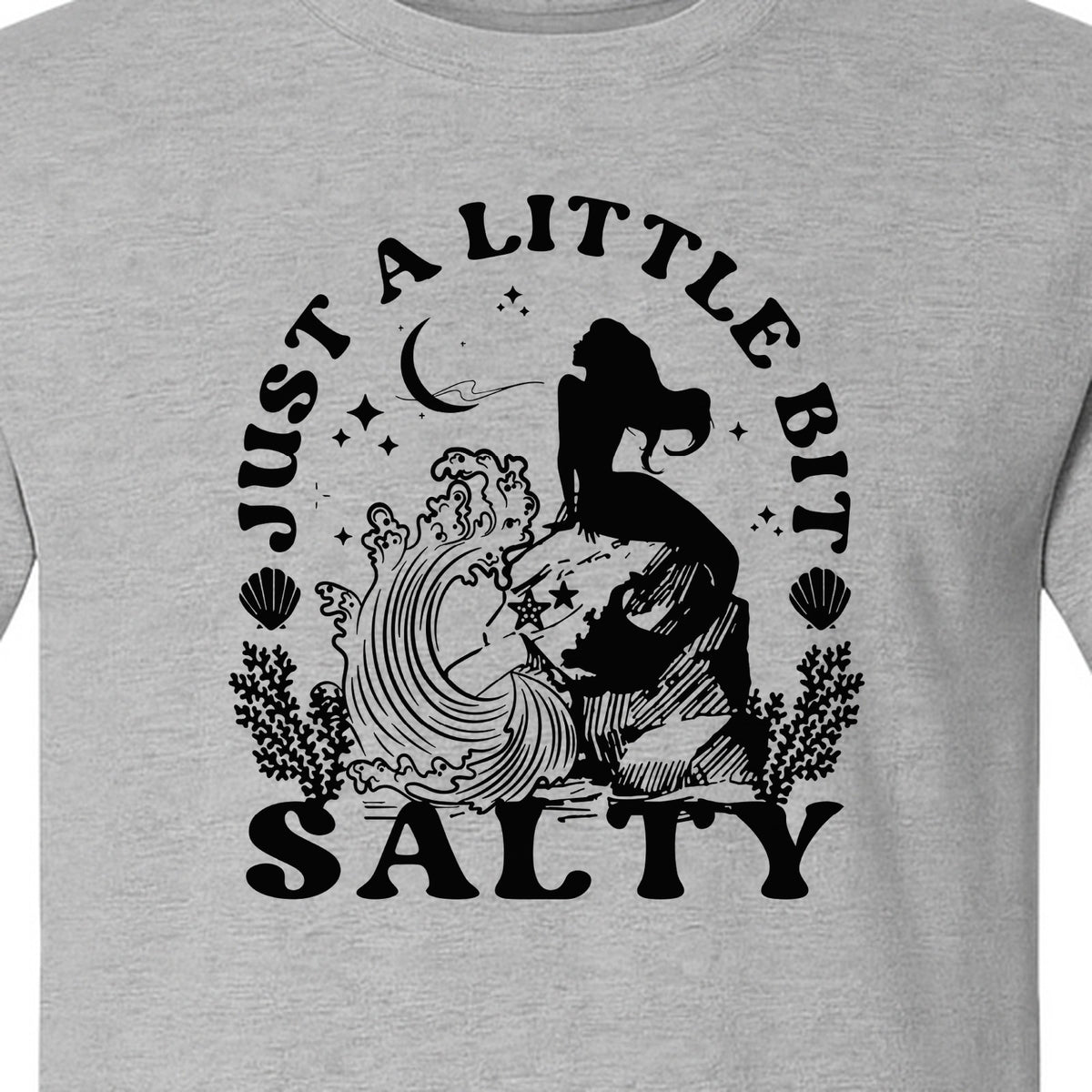 Mermaid T-Shirt, Just a Little Bit Salty Beach Graphic Tee for Bridal Party and Girls Trip Gifts
