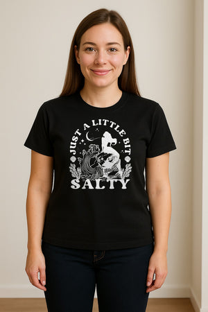 Mermaid T-Shirt, Just a Little Bit Salty Beach Graphic Tee for Bridal Party and Girls Trip Gifts