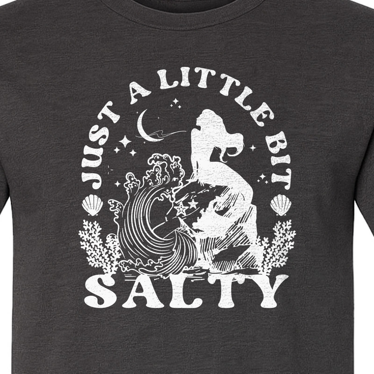 Mermaid T-Shirt, Just a Little Bit Salty Beach Graphic Tee for Bridal Party and Girls Trip Gifts