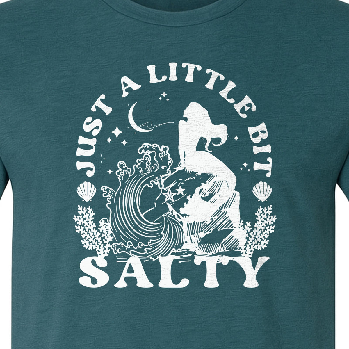 Mermaid T-Shirt, Just a Little Bit Salty Beach Graphic Tee for Bridal Party and Girls Trip Gifts