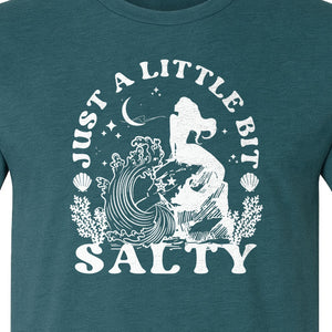 Mermaid T-Shirt, Just a Little Bit Salty Beach Graphic Tee for Bridal Party and Girls Trip Gifts